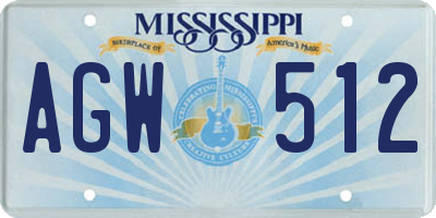 MS license plate AGW512