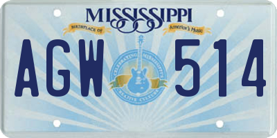 MS license plate AGW514