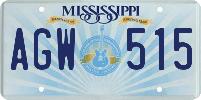 MS license plate AGW515