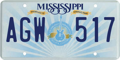 MS license plate AGW517