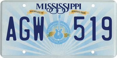 MS license plate AGW519
