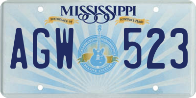 MS license plate AGW523