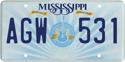 MS license plate AGW531