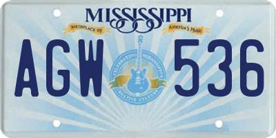 MS license plate AGW536