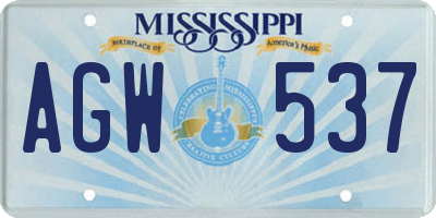 MS license plate AGW537