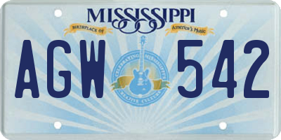 MS license plate AGW542