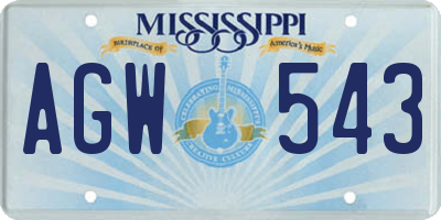 MS license plate AGW543