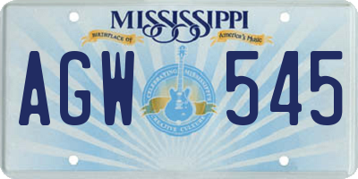 MS license plate AGW545