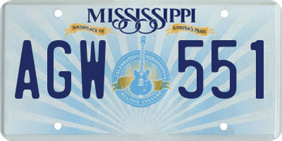 MS license plate AGW551