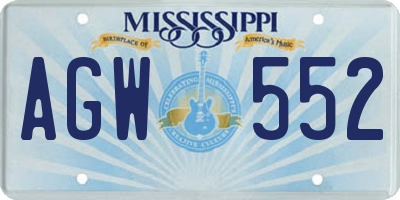 MS license plate AGW552