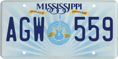 MS license plate AGW559