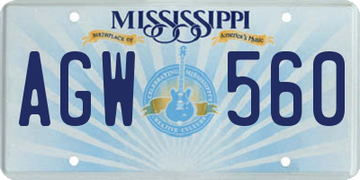 MS license plate AGW560