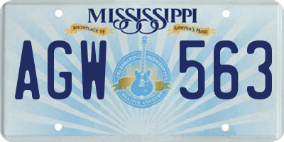 MS license plate AGW563