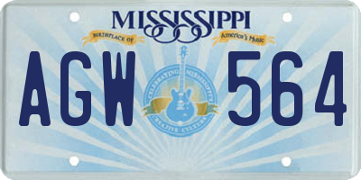 MS license plate AGW564