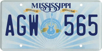 MS license plate AGW565