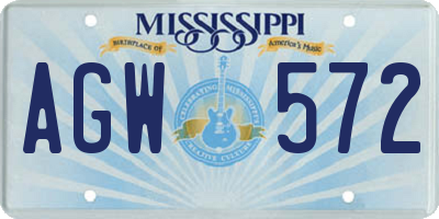 MS license plate AGW572