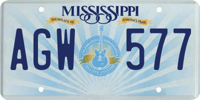 MS license plate AGW577