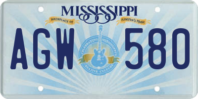 MS license plate AGW580