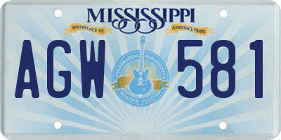 MS license plate AGW581