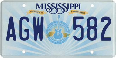 MS license plate AGW582