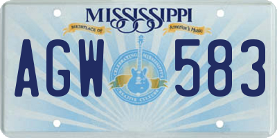 MS license plate AGW583