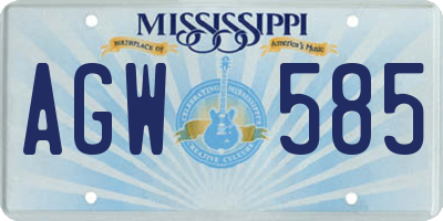 MS license plate AGW585
