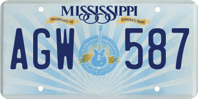 MS license plate AGW587