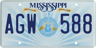 MS license plate AGW588