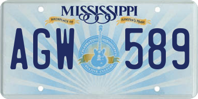 MS license plate AGW589