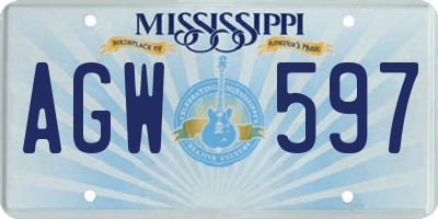 MS license plate AGW597