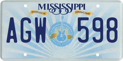 MS license plate AGW598