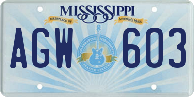 MS license plate AGW603