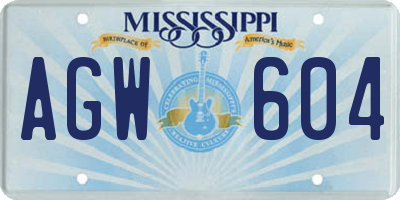 MS license plate AGW604