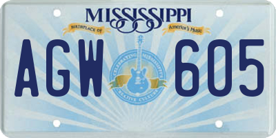 MS license plate AGW605