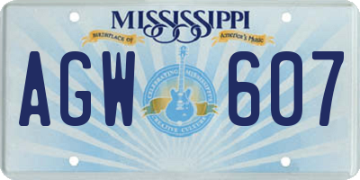 MS license plate AGW607