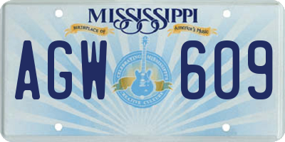 MS license plate AGW609