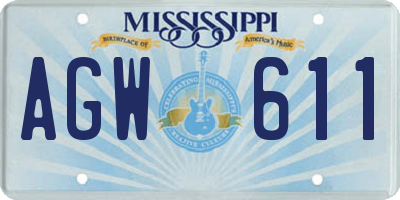 MS license plate AGW611