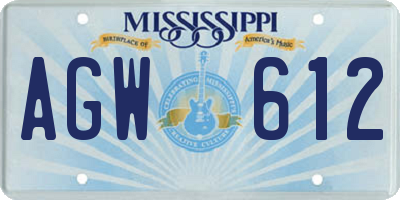 MS license plate AGW612