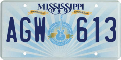 MS license plate AGW613
