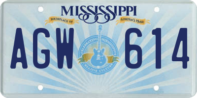 MS license plate AGW614