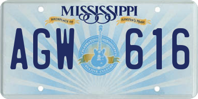 MS license plate AGW616