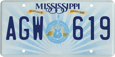 MS license plate AGW619
