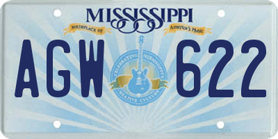 MS license plate AGW622