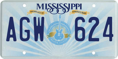 MS license plate AGW624