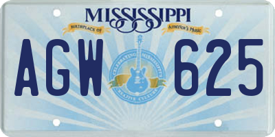 MS license plate AGW625