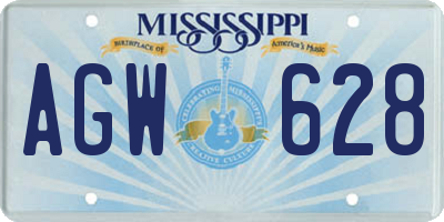 MS license plate AGW628