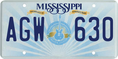 MS license plate AGW630