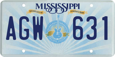 MS license plate AGW631