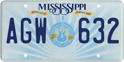 MS license plate AGW632