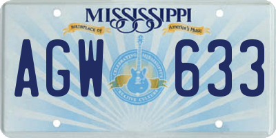 MS license plate AGW633